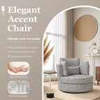 Fauteuil d'appoint rembourré pivotant large de 88,1 cm en chenille de style moderne et doux