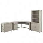 Bureau en L Knoxville 60 W avec classeur et bibliothèque par