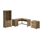 Bureau en L Knoxville 60 W avec classeur et bibliothèque par