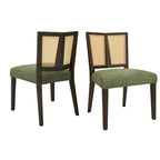 - Lot de 2 chaises de salle à manger rembourrées Oliver Mid-Century à dossier en rotin