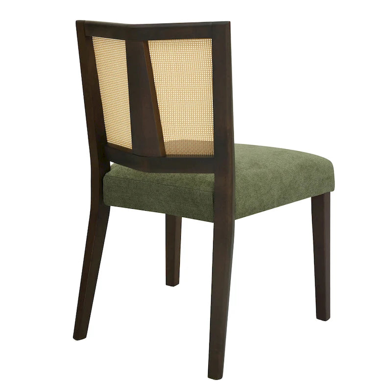 - Lot de 2 chaises de salle à manger rembourrées Oliver Mid-Century à dossier en rotin