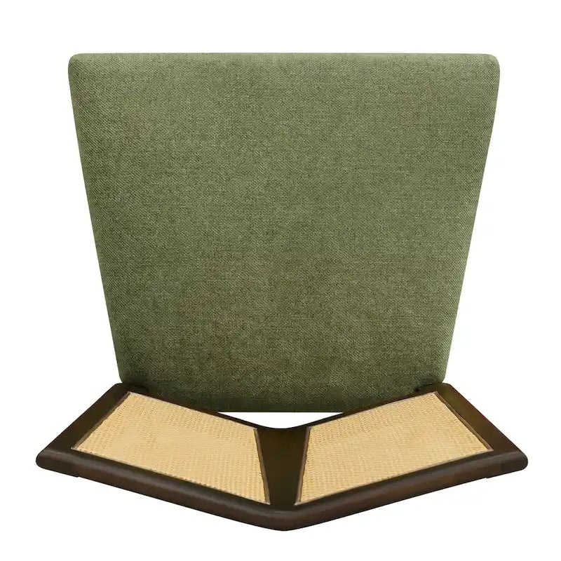 - Lot de 2 chaises de salle à manger rembourrées Oliver Mid-Century à dossier en rotin