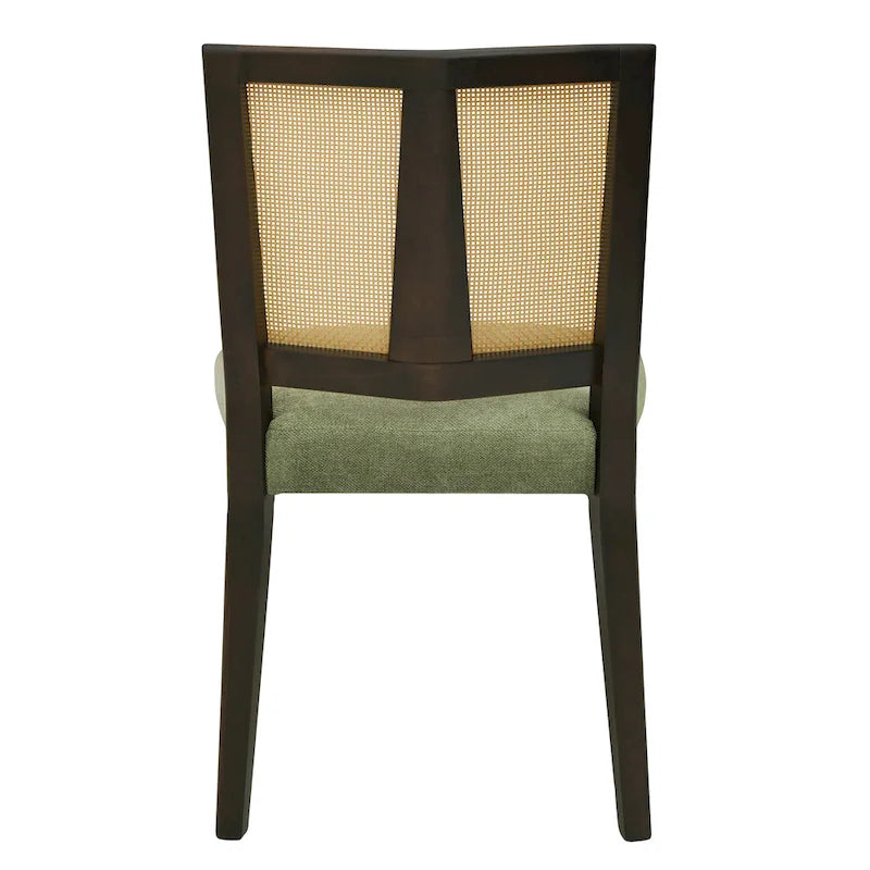 - Lot de 2 chaises de salle à manger rembourrées Oliver Mid-Century à dossier en rotin
