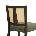 - Lot de 2 chaises de salle à manger rembourrées Oliver Mid-Century à dossier en rotin