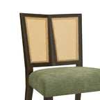 - Lot de 2 chaises de salle à manger rembourrées Oliver Mid-Century à dossier en rotin