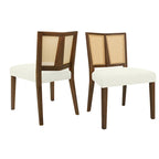- Lot de 2 chaises de salle à manger rembourrées Oliver Mid-Century à dossier en rotin