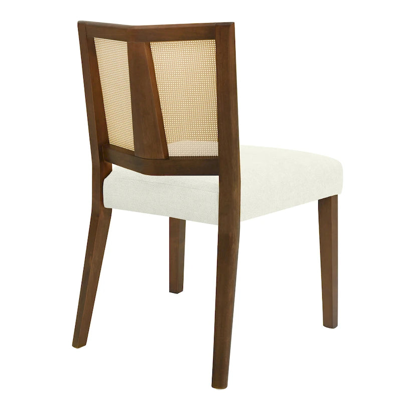 - Lot de 2 chaises de salle à manger rembourrées Oliver Mid-Century à dossier en rotin