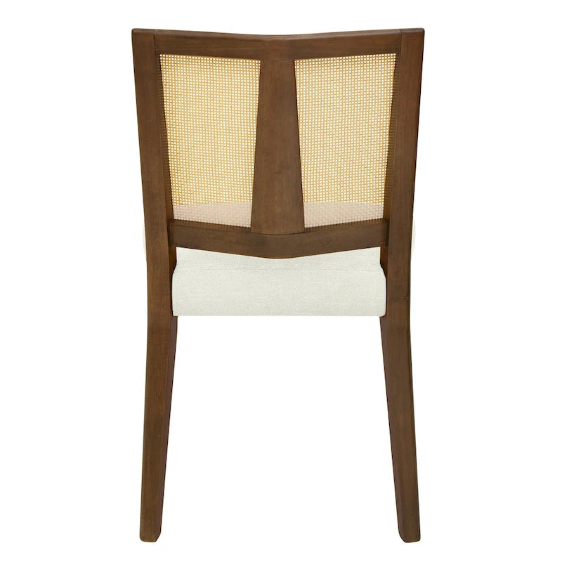 - Lot de 2 chaises de salle à manger rembourrées Oliver Mid-Century à dossier en rotin