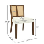 - Lot de 2 chaises de salle à manger rembourrées Oliver Mid-Century à dossier en rotin