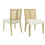 - Lot de 2 chaises de salle à manger rembourrées Oliver Mid-Century à dossier en rotin