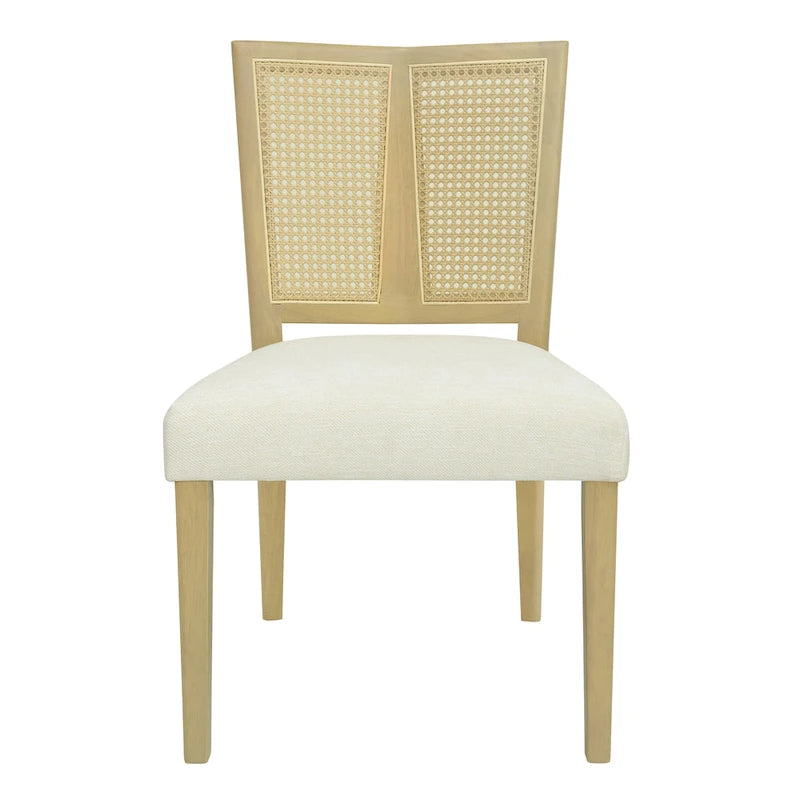 - Lot de 2 chaises de salle à manger rembourrées Oliver Mid-Century à dossier en rotin