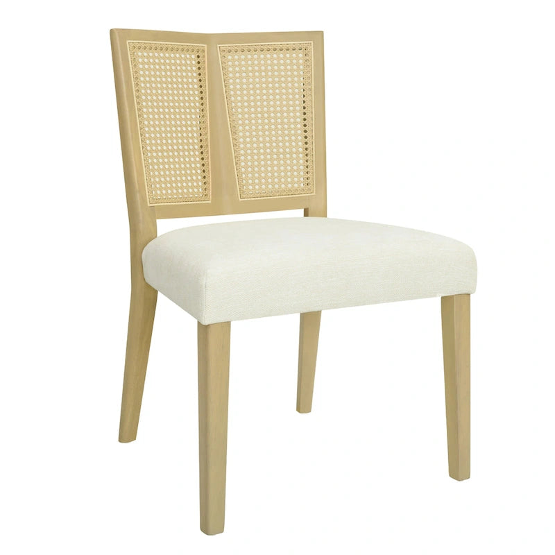 - Lot de 2 chaises de salle à manger rembourrées Oliver Mid-Century à dossier en rotin