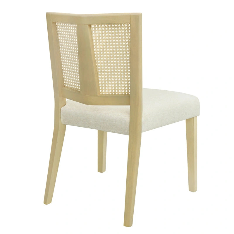 - Lot de 2 chaises de salle à manger rembourrées Oliver Mid-Century à dossier en rotin