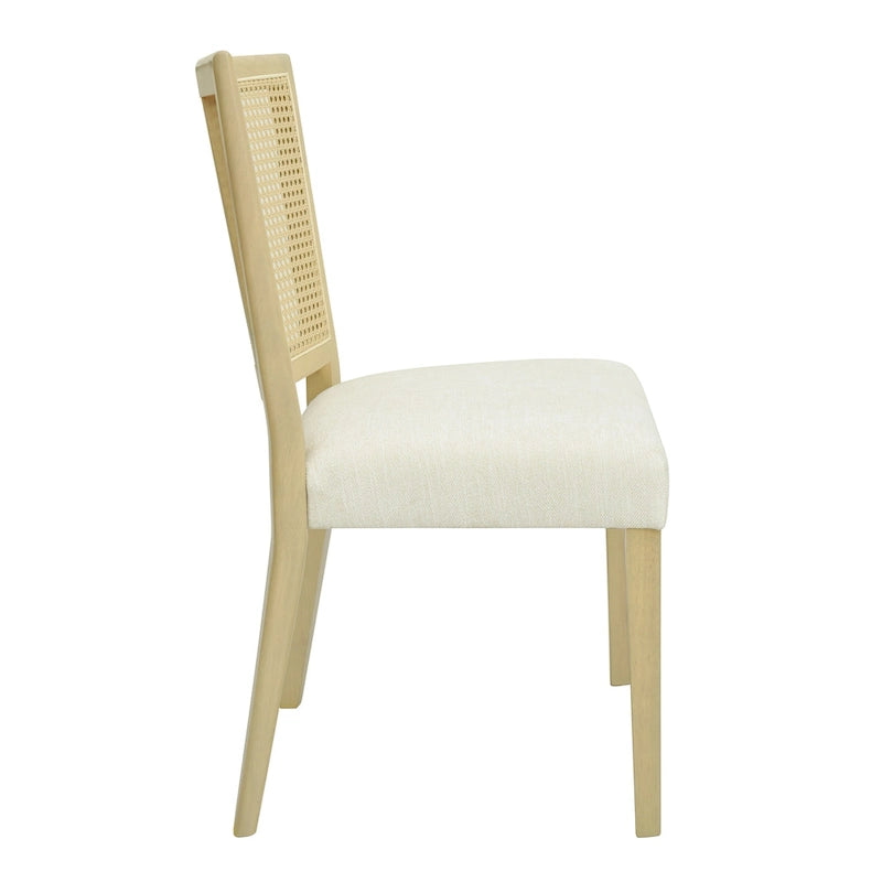- Lot de 2 chaises de salle à manger rembourrées Oliver Mid-Century à dossier en rotin