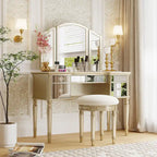 Ensemble de coiffeuse Laro en bois avec miroir par