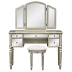 Ensemble de coiffeuse Laro en bois avec miroir par
