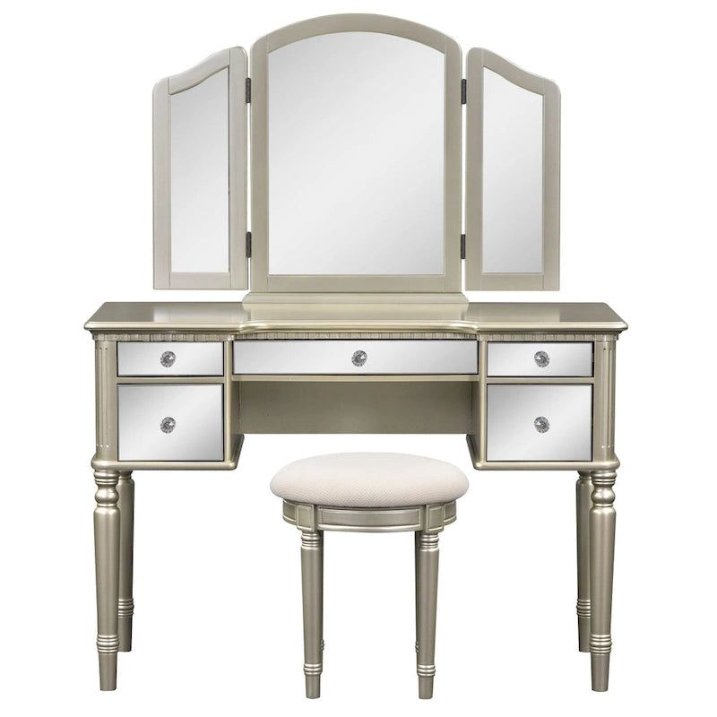 Ensemble de coiffeuse Laro en bois avec miroir par