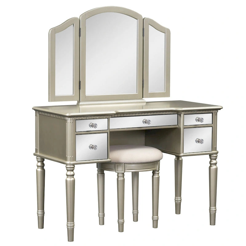 Ensemble de coiffeuse Laro en bois avec miroir par