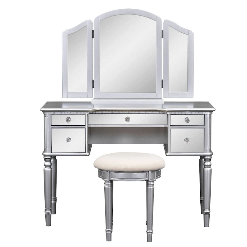 Ensemble de coiffeuse Laro en bois avec miroir par