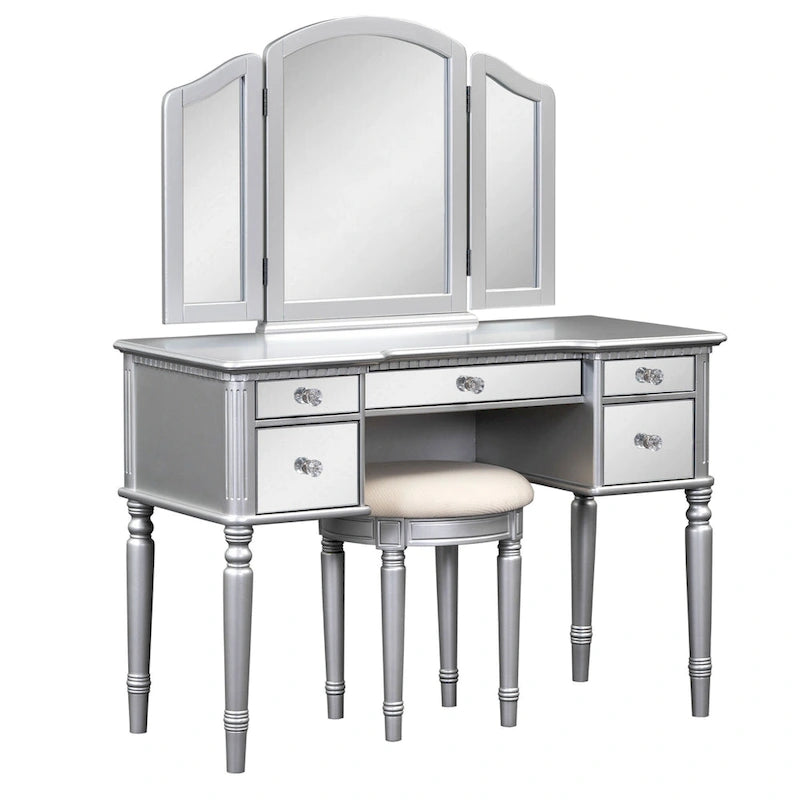 Ensemble de coiffeuse Laro en bois avec miroir par