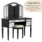 Ensemble de coiffeuse Laro en bois avec miroir par