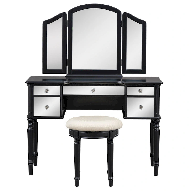 Ensemble de coiffeuse Laro en bois avec miroir par