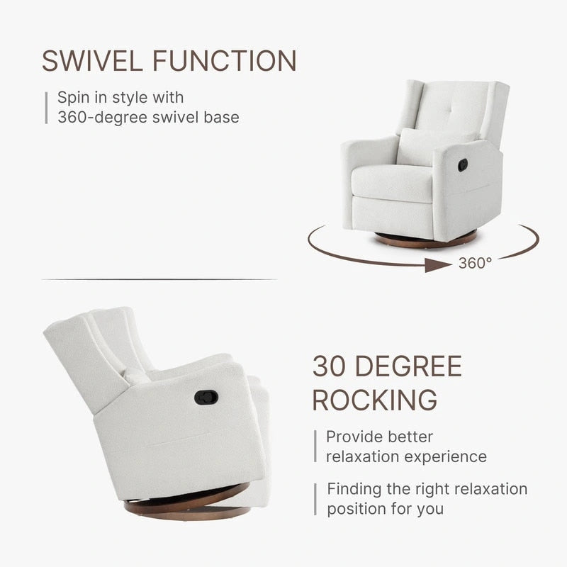 Fauteuil inclinable pivotant et coulissant manuel Lincoln avec oreiller lombaire