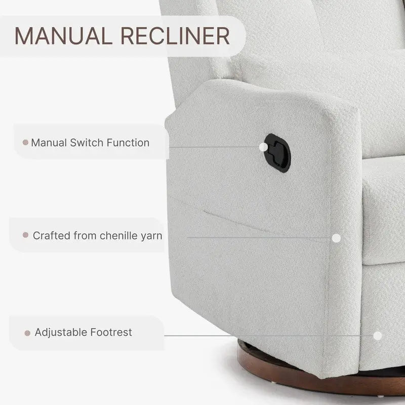 Fauteuil inclinable pivotant et coulissant manuel Lincoln avec oreiller lombaire