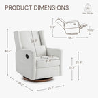Fauteuil inclinable pivotant et coulissant manuel Lincoln avec oreiller lombaire