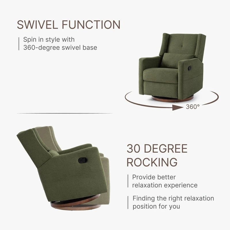 Fauteuil inclinable pivotant et coulissant manuel Lincoln avec oreiller lombaire