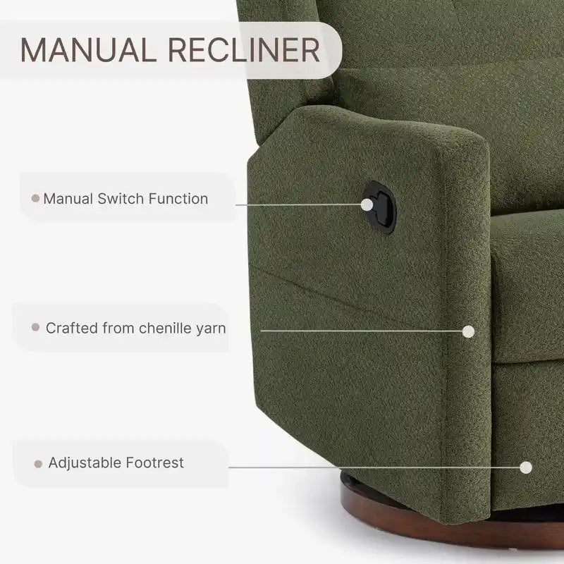 Fauteuil inclinable pivotant et coulissant manuel Lincoln avec oreiller lombaire