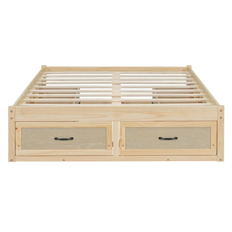 Lit plate-forme double avec 6 tiroirs de rangement, assemblage requis