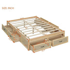 Lit plate-forme double avec 6 tiroirs de rangement, assemblage requis