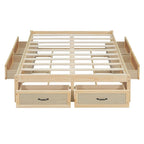 Lit plate-forme double avec 6 tiroirs de rangement, assemblage requis