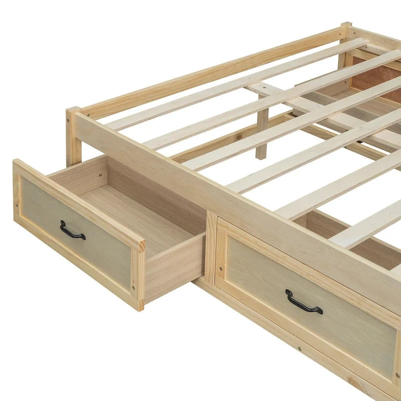 Lit plate-forme double avec 6 tiroirs de rangement, assemblage requis