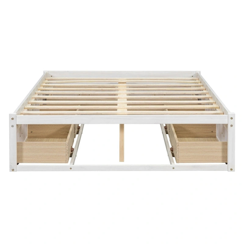 Lit plate-forme double avec 6 tiroirs de rangement, assemblage requis