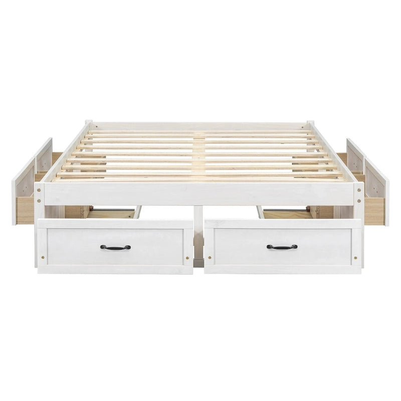 Lit plate-forme double avec 6 tiroirs de rangement, assemblage requis