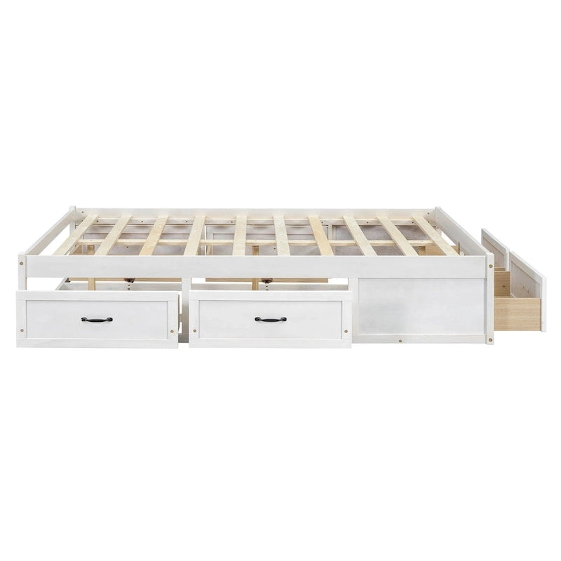 Lit plate-forme double avec 6 tiroirs de rangement, assemblage requis