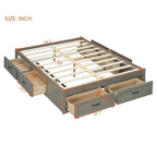 Lit plate-forme double avec 6 tiroirs de rangement, assemblage requis