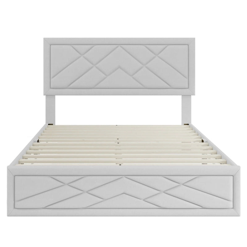 Lit plateforme Queen Size avec tête de lit et rangement
