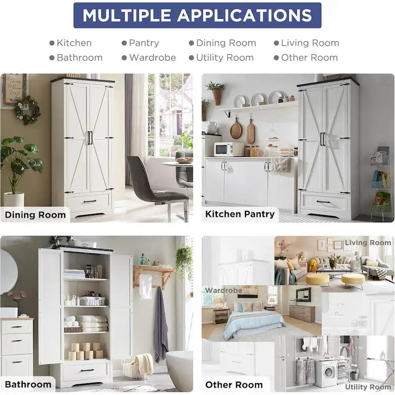 Armoire de cuisine de ferme, meubles de rangement en bois