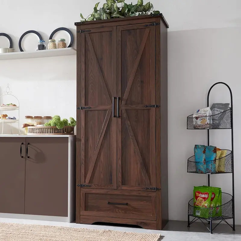 Armoire de cuisine de ferme, meubles de rangement en bois