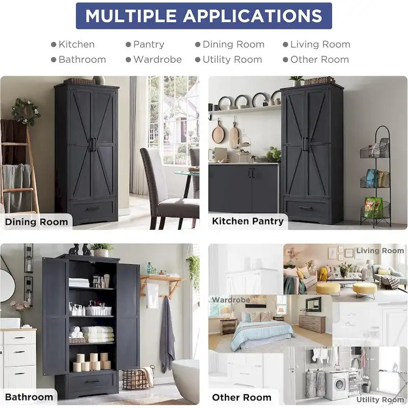 Armoire de cuisine de ferme, meubles de rangement en bois