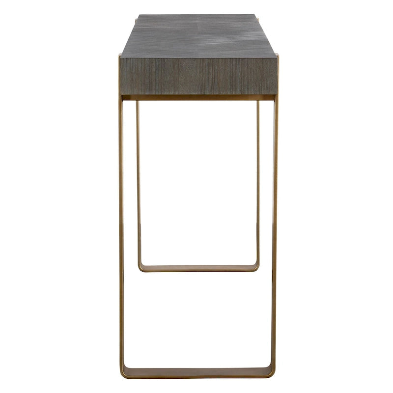 Console rectangulaire avec pieds en sangle - 60 - Gris et doré