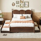Lit plateforme Queen Size avec 2 tiroirs, cadre de lit multifonctionnel avec lit gigogne double XL