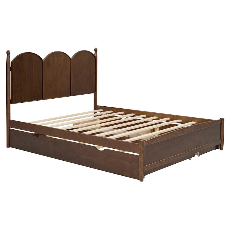 Lit plateforme Queen Size avec 2 tiroirs, cadre de lit multifonctionnel avec lit gigogne double XL