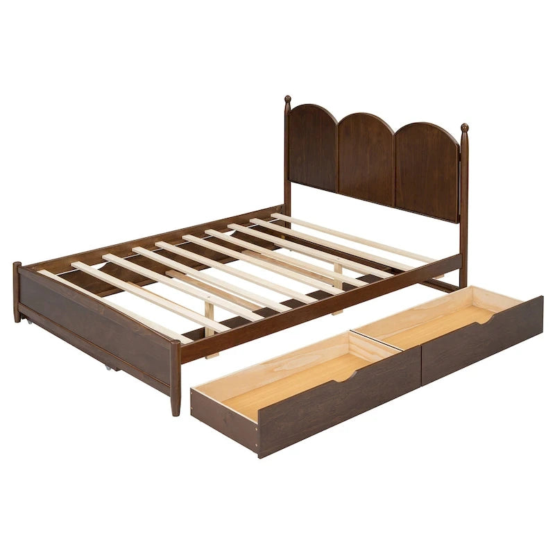 Lit plateforme Queen Size avec 2 tiroirs, cadre de lit multifonctionnel avec lit gigogne double XL