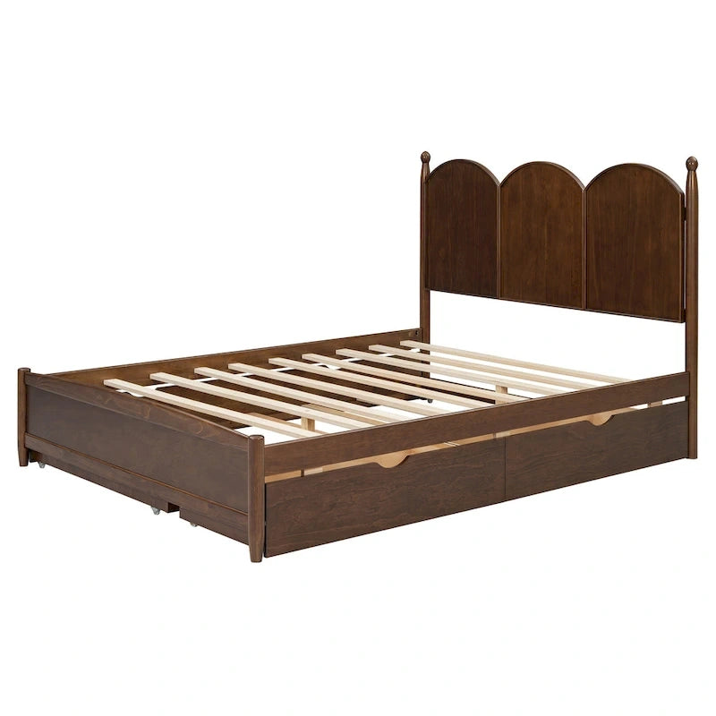 Lit plateforme Queen Size avec 2 tiroirs, cadre de lit multifonctionnel avec lit gigogne double XL
