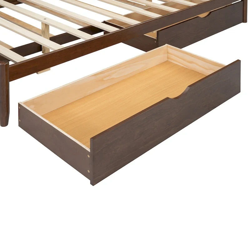 Lit plateforme Queen Size avec 2 tiroirs, cadre de lit multifonctionnel avec lit gigogne double XL
