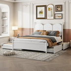 Lit plateforme Queen Size avec 2 tiroirs, cadre de lit multifonctionnel avec lit gigogne double XL